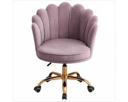 Velvet Schelp Bureaustoel Paars met Goudkleurig onderstel | Russle