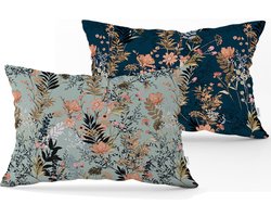 Velvet Sierkussen set van 2 - 30x50 - Bloemen - Inclusief binnenkussen - Fluweelzachte kussensloop