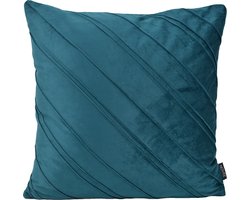 Velvet Stripe Petrol Kussenhoes | Velvet / Polyester | 45 x 45 cm