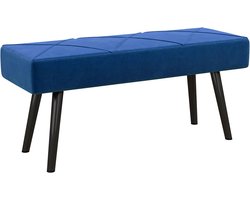 Velvet Zitbank met X-Patroon - Lange Slaapkamerbank / Halbank - Blauw 100x36x45 cm