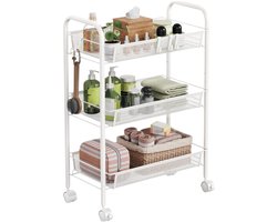 VELZINO® Roltafel - Serveerwagen - Keukentrolley - Op Wieltjes - Wit