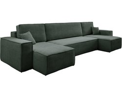 VENASI MÖBEL Hoekbank HUGO U-vorm met Slaapfunctie - Comfortabele Bank in Lichte Grijze Kleur, Ideaal voor Kleine Ruimtes