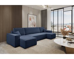 VENASI MÖBEL Hoekbank HUGO U-vorm met Slaapfunctie - Comfortabele Bank in Lichte Grijze Kleur, Perfect voor Kleine Ruimtes