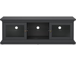 Venedig TV-meubel 2 glazen deuren en 1 glazen legger mat grijs.