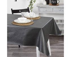 Venilia® Tafelkleed Véniline Linnen Antraciet Ovaal - Gestructureerd tafelbeschermer met grafisch dessin - Tafelzeil, tafellaken, gemakkelijk schoon te maken - 1,4 x 2,0 m, 55124