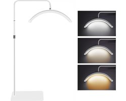 Venori Halvemaan lamp - Salonlamp - Beautysalon lamp - Lashlamp - Make-Up lamp - Wit - 140 t/m 180 cm verstelbaar - Verschillende lichtstanden