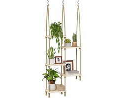 Venster Plantenplank – Boho Plantenrek voor Binnen – Raam- en Muurplantenhouder – Hangende Plantenstandaard voor Vensterbank