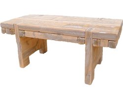 Vensterbank bankje 38cm bruin houten bankje als vensterbank decoratie