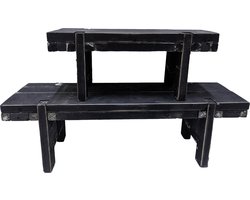 Vensterbank bankje als set zwart bankje als vensterbank decoratie