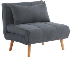 Vente-unique 90 cm slaapfauteuil in grijze stof CHILA