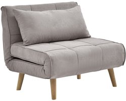 Vente-unique 90 cm slaapfauteuil in taupekleurige stof CHILA