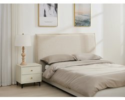 Vente-unique Afneembaar hoofdbord 190 cm - Katoen en linnen - Beige - TAHIME