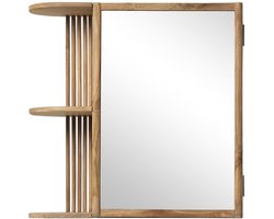 Vente-unique Badkamerwandkast van teak met spiegel en nissen - Naturel - CIMAHI