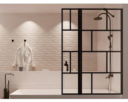 Vente-unique Badscherm in industriële stijl met beweegbaar deel - 100 x 140 cm - OBELINI