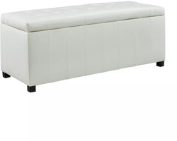 Vente-unique Bankje voor voeteinde bed met opbergruimte CONCIERTO van kunstleer - Wit L 130 cm x H 49 cm x D 49 cm