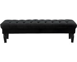 Vente-unique Bankje voor voeteneinde bed RINALDO - Zwart fluweel L 160 cm x H 46 cm x D 50 cm