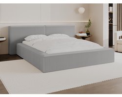 Vente-unique Bed met opbergruimte fluweel lichtgrijs 180 x 200 cm (Super King Size Bed)