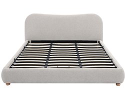 Vente-unique Bed met opbergruimte stof beige 180 x 200 cm (Super King Size Bed)