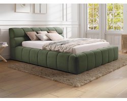 Vente-unique Bed met opbergruimte stof groen 180 x 200 cm