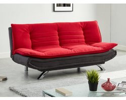 Vente-unique Bedbank van stof DEMIDO - Rood en antraciet