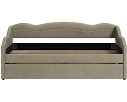 Vente-unique Bedbankje fluweel taupe 90 x 190 cm