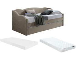 Vente-unique Bedbankje fluweel taupe 90 x 190 cm