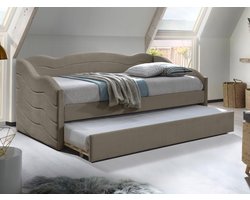 Vente-unique Bedbankje fluweel taupe 90 x 190 cm LENVIA