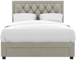Vente-unique Bedframe fluweel beige 180 x 200 cm (Super King Size Bed)