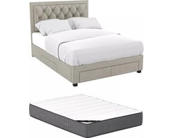 Vente-unique Bedframe fluweel beige 180 x 200 cm (Super King Size Bed)