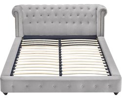 Vente-unique Bedframe fluweel lichtgrijs 180 x 200 cm (Super King Size Bed)