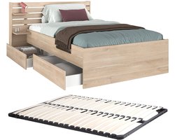 Vente-unique Bedframe hout natuurlijk licht 120 x 190 cm