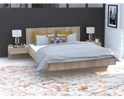Vente-unique Bedframe hout natuurlijk licht 140 x 190 cm