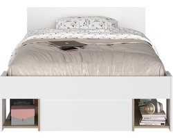 Vente-unique Bedframe hout natuurlijk licht, wit 120 x 190 cm, 120 x 200 cm