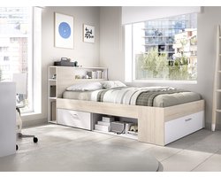 Vente-unique Bedframe hout natuurlijk licht, wit 120 x 190 cm