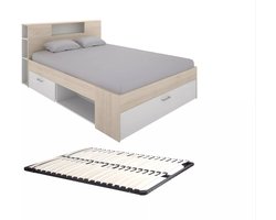 Vente-unique Bedframe hout natuurlijk licht, wit 160 x 200 cm