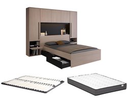 Vente-unique Bedframe hout zwart 140 x 190 cm VELONA