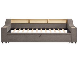 Vente-unique Bedframe stof taupe 2 x 80 x 200 cm ORAVAYA