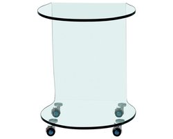 Vente-unique Bijzettafel op wieltjes van gebogen gehard glas - Transparant - TILPY