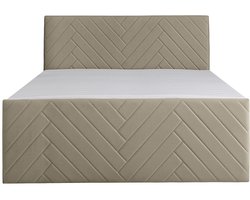Vente-unique Boxspringbed fluweel taupe 180 x 200 cm (Super King Size Bed)
