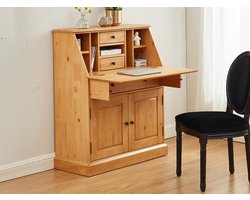 Vente-unique Bureaukast - Grenen en MDF - Eikenkleur - CLEORE