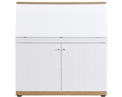 Vente-unique Bureaukast - MDF - Kleur: Wit en naturel - DUTASI