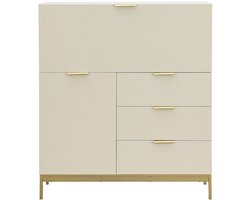 Vente-unique Bureaukast met 2 deuren en 3 laden - MDF en metaal - Beige - ERWIN