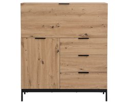 Vente-unique Bureaukast met 2 deuren en 3 laden - MDF en metaal - Naturel - ERWIN