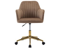 Vente-unique Bureaustoel - Fluweel - Beige en goudkleurig - Verstelbare hoogte - ELEANA