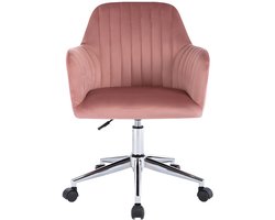 Vente-unique Bureaustoel - Fluweel - Roze - In hoogte verstelbaar - ELEANA