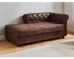 Vente-unique Chaise longue - Hoek links - chesterfield SHIREL van microvezel met lived-in leeraspect L 170 cm x H 73 cm x D 85 cm