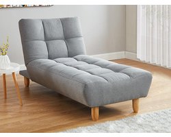 Vente-unique Chaise longue Klik-Klak van stof - Grijs L 84 cm x H 87 cm x D 165 cm