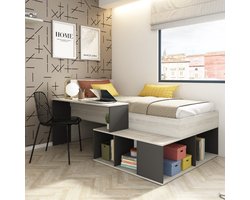 Vente-unique Combinatiebed hout antracietgrijs 90 x 200 cm