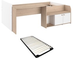 Vente-unique Combinatiebed hout natuurlijk licht 90 x 200