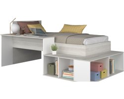 Vente-unique Combinatiebed hout natuurlijk licht 90 x 200 cm